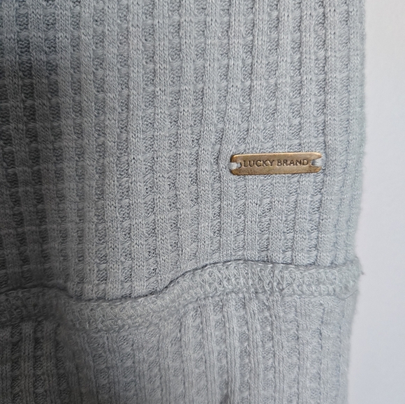 Lucky Brand Light Gray Waffle Knit Off the Shoulder Sweater - Picture 2 of 6